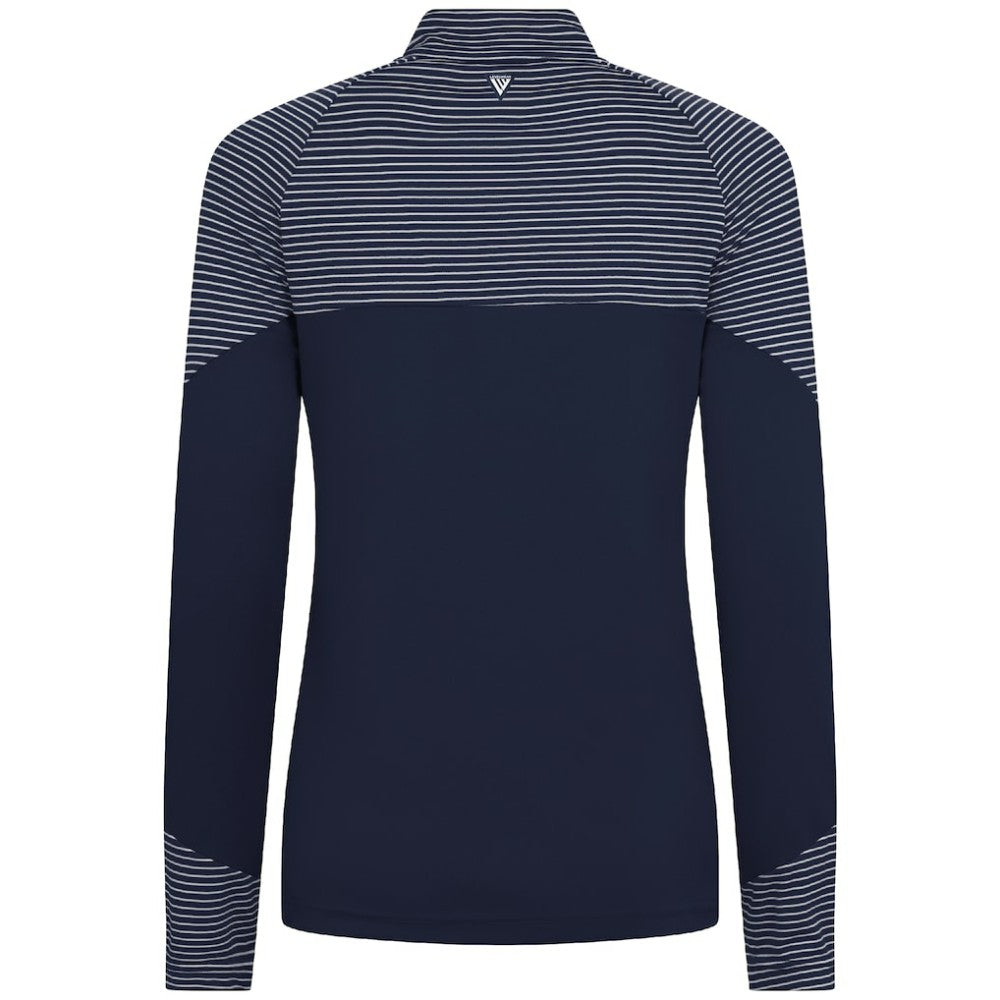 Minnesota Twins Levelwear Women's Classic Stripes Insignia 2.0 Raglan Quarter-Zip Top - Navy Tops