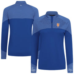 New York Mets Levelwear Women's Classic Stripes Insignia 2.0 Raglan Quarter-Zip Top - Royal Tops