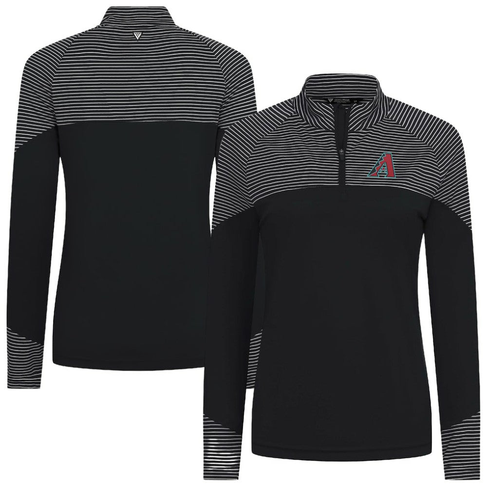 Arizona Diamondbacks Levelwear Women's Classic Stripes Insignia 2.0 Raglan Quarter-Zip Top - Black Tops