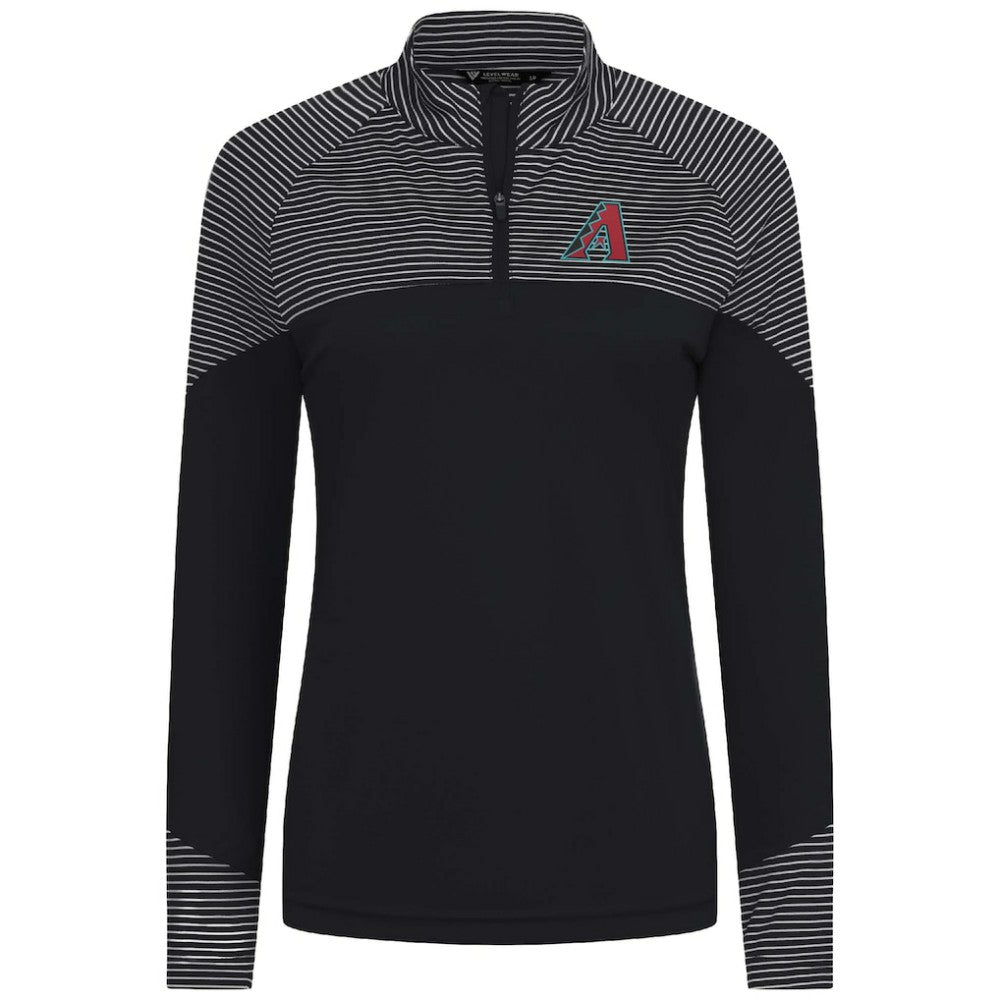 Arizona Diamondbacks Levelwear Women's Classic Stripes Insignia 2.0 Raglan Quarter-Zip Top - Black Tops