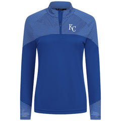 Kansas City Royals Levelwear Women's Classic Stripes Insignia 2.0 Raglan Quarter-Zip Top - Royal Tops