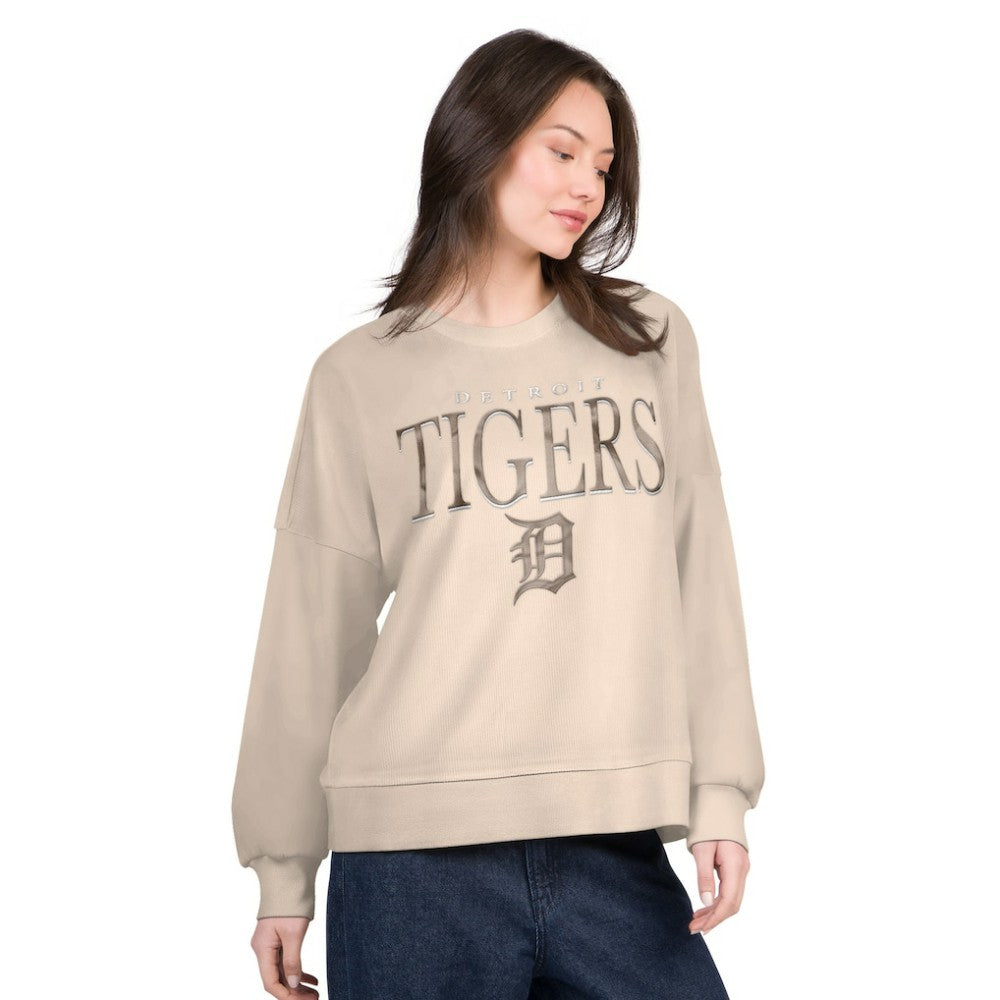 Detroit Tigers G-III 4Her by Carl Banks Women's Oversized Vet II Sweatshirt - Sand Sweatshirts