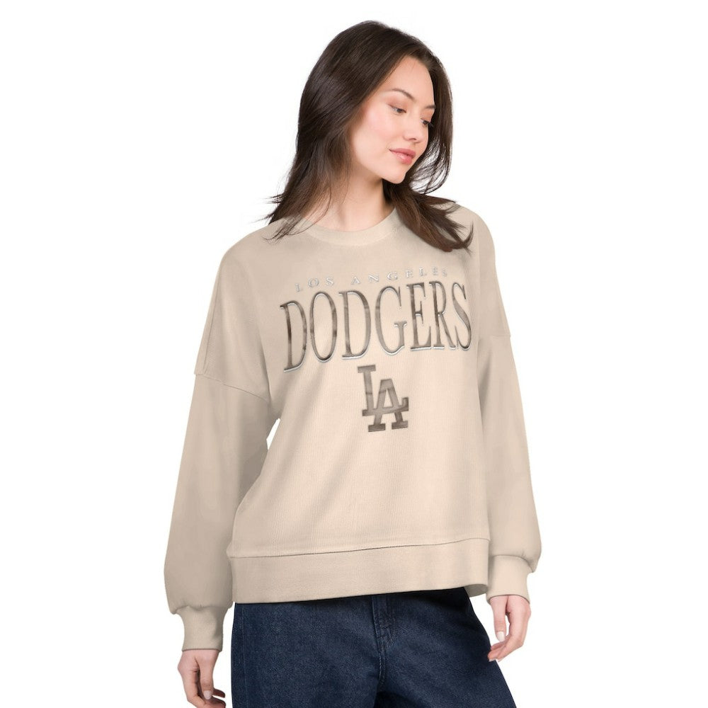 Los Angeles Dodgers G-III 4Her by Carl Banks Women's Oversized Vet II Sweatshirt - Sand Sweatshirts