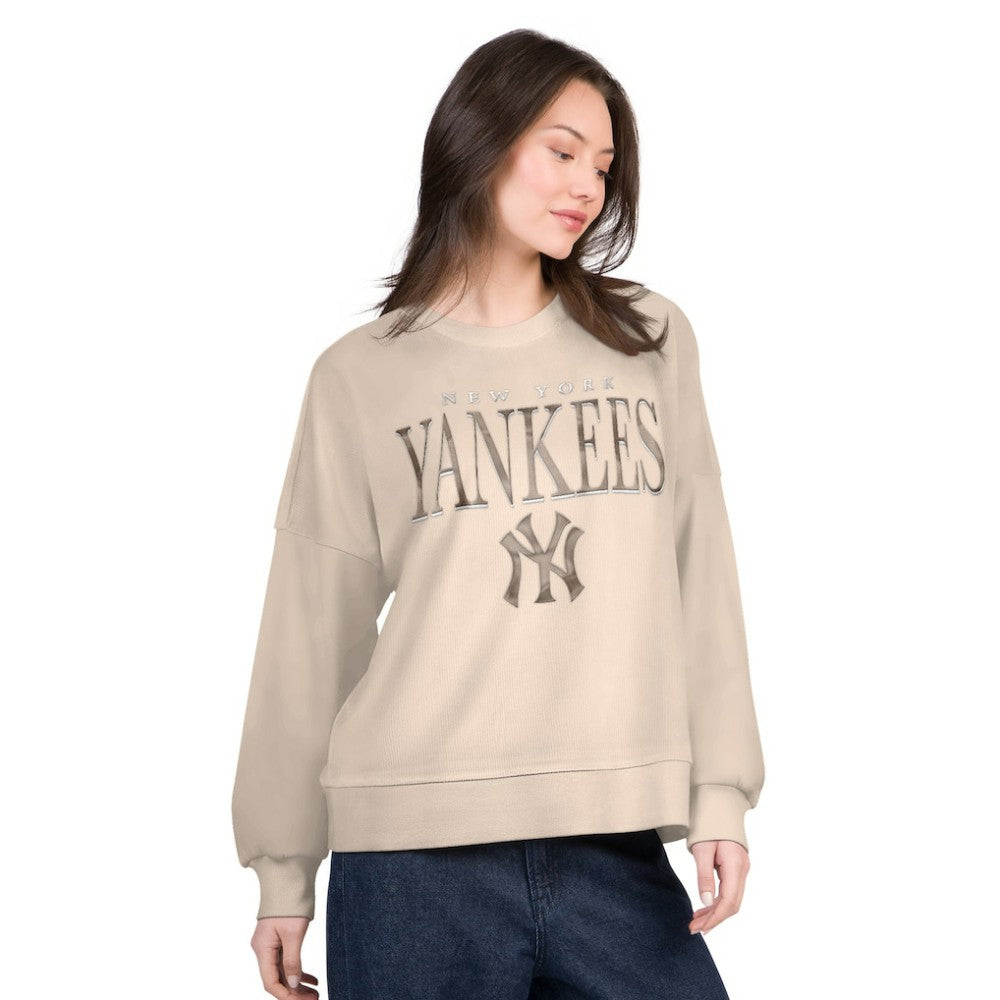 New York Yankees G-III 4Her by Carl Banks Women's Oversized Vet II Sweatshirt - Sand Sweatshirts