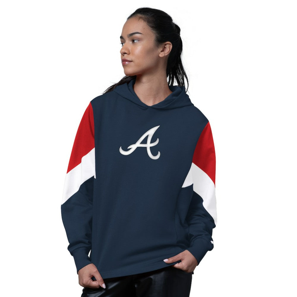 Atlanta Braves Starter Women's Scrimmage Pullover Hoodie - Navy Hoodies