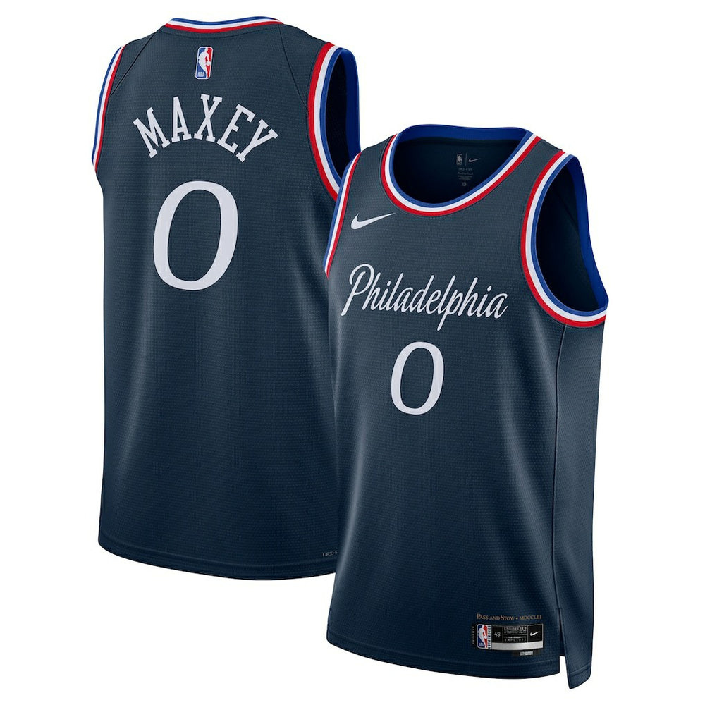 Tyrese Maxey Philadelphia 76ers Unisex 2025/26 Swingman Jersey Navy City Edition - Nike