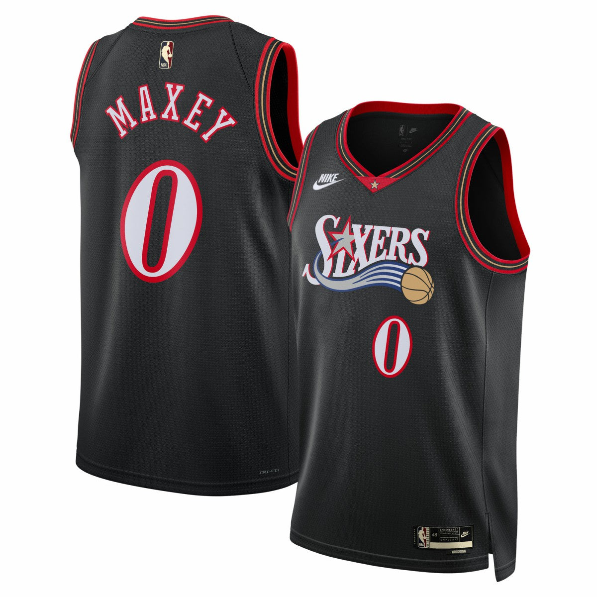 Tyrese Maxey Philadelphia 76ers Unisex Swingman Jersey Classic Edition Black - Nike