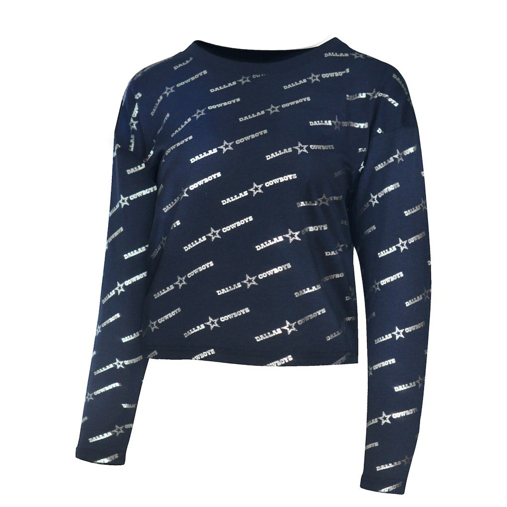 Dallas Cowboys Lauren James Foil Long Sleeve T-Shirt - Navy T-shirts