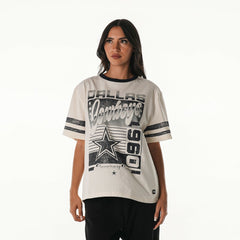 Dallas Cowboys The Wild Collective Women's Vintage Drop Shoulder Oversized Boyfriend T-Shirt - Cream T-shirts