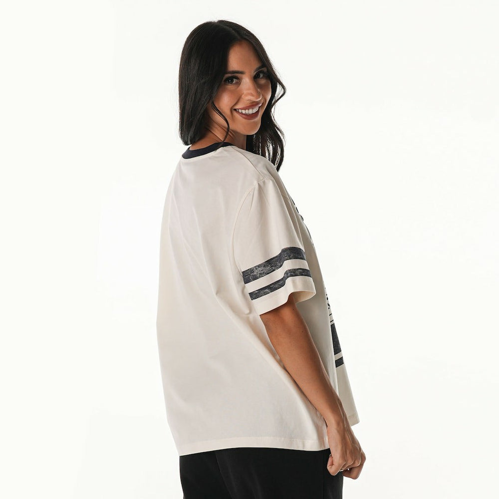 Dallas Cowboys The Wild Collective Women's Vintage Drop Shoulder Oversized Boyfriend T-Shirt - Cream T-shirts