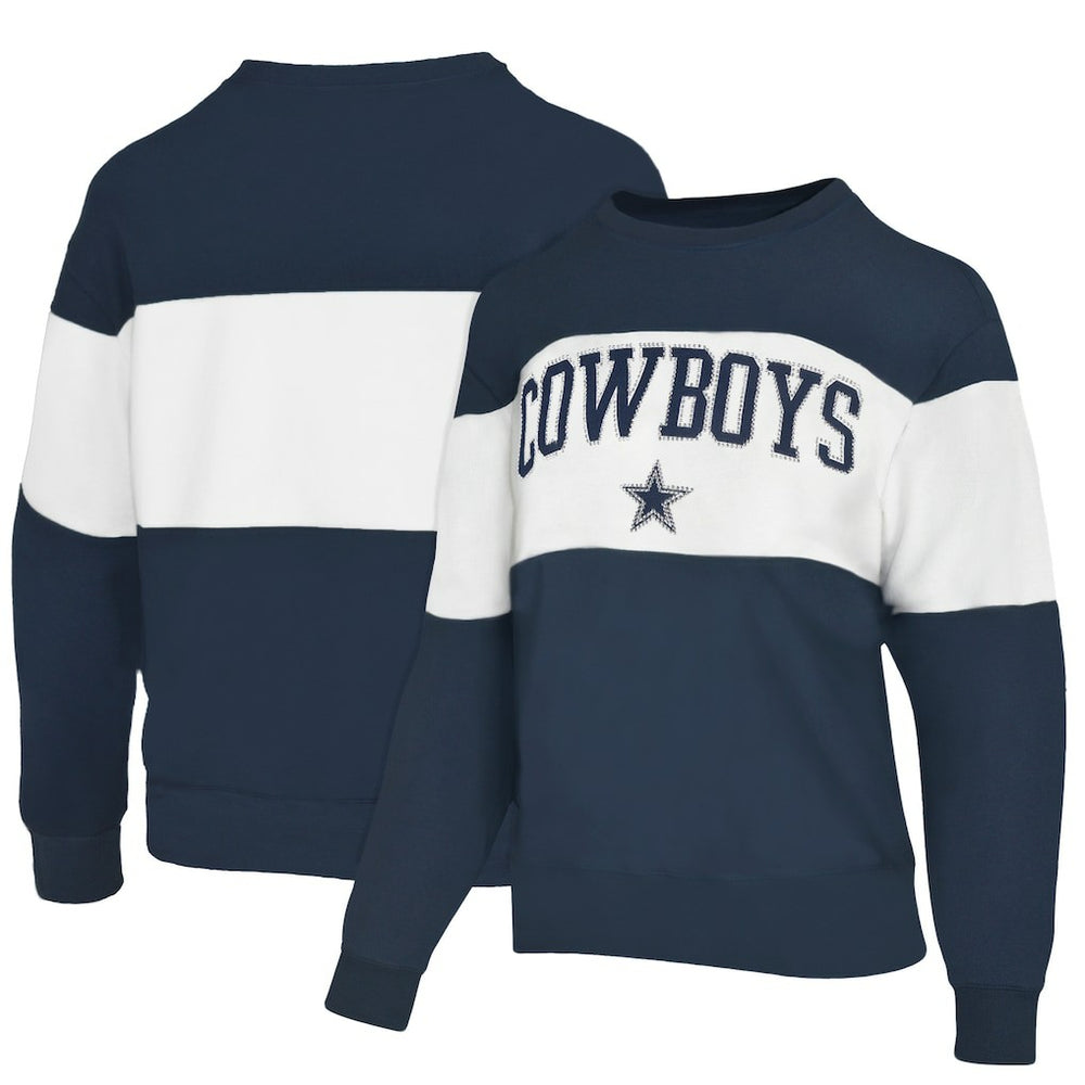 Dallas Cowboys Lauren James Women's Bling Colorblock Terry Sweatshirt - Navy Sweatshirts