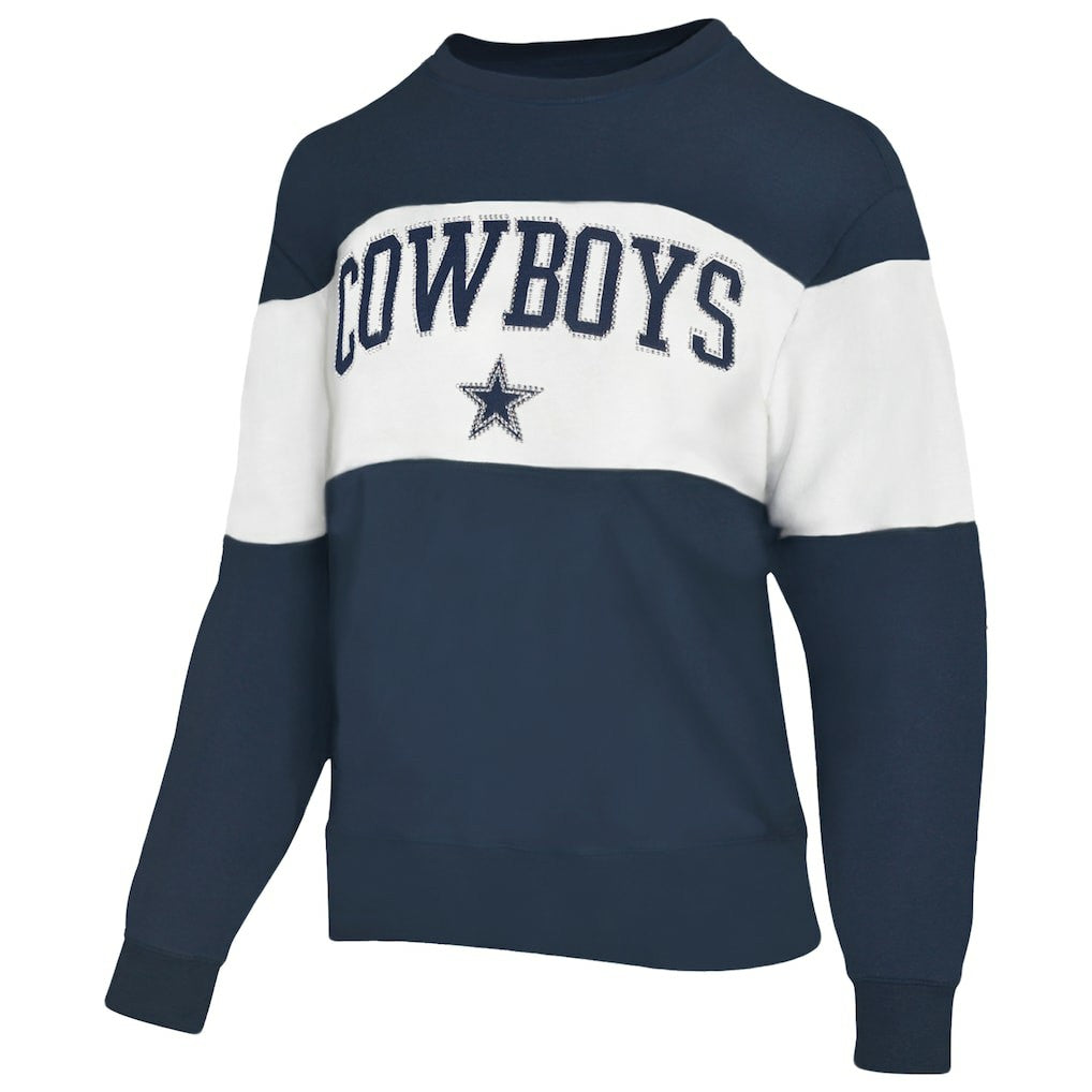 Dallas Cowboys Lauren James Women's Bling Colorblock Terry Sweatshirt - Navy Sweatshirts