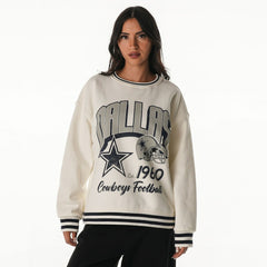 Dallas Cowboys The Wild Collective Women's Oversized Vintage French Terry Sweatshirt - Cream Sweatshirts