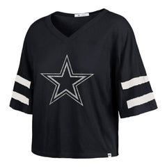 Dallas Cowboys '47 Women's Premier Scout Cropped V-Neck T-Shirt - Navy T-shirts