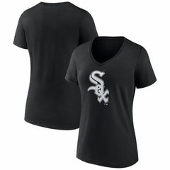 Chicago White Sox Women's Logo V-Neck T-Shirt - Black T-shirts