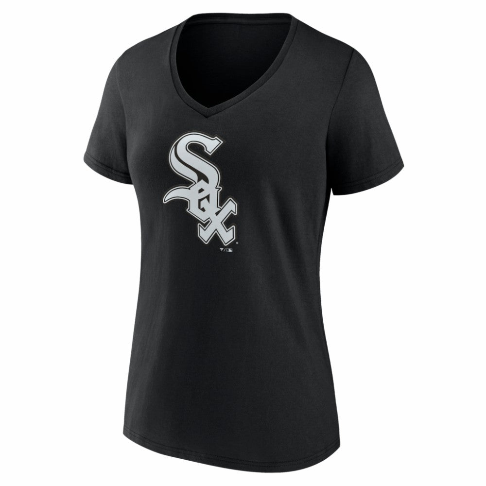 Chicago White Sox Women's Logo V-Neck T-Shirt - Black T-shirts
