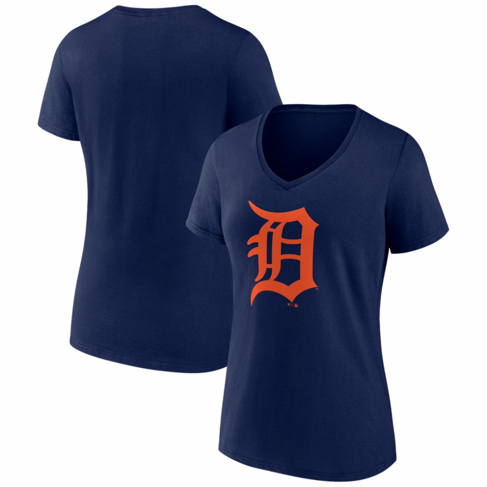 Detroit Tigers Women's Logo V-Neck T-Shirt - Navy T-shirts