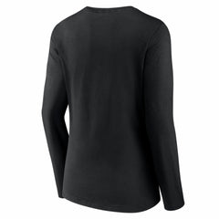 Miami Marlins Women's Logo Long Sleeve V-Neck T-Shirt - Black T-shirts