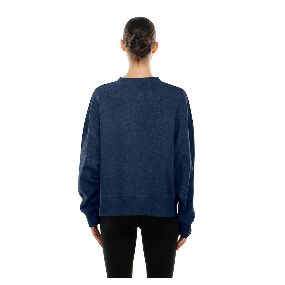 Dallas Cowboys New Era Women's Oversized Throwback Mineral Wash Crew Neck Sweatshirt - Navy Sweatshirts