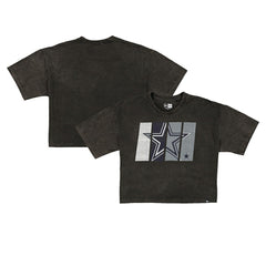 Dallas Cowboys New Era Women's Boxy Cropped Sport Night Mineral Wash T-Shirt - Black T-shirts