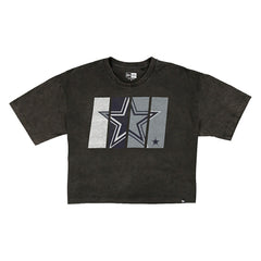 Dallas Cowboys New Era Women's Boxy Cropped Sport Night Mineral Wash T-Shirt - Black T-shirts