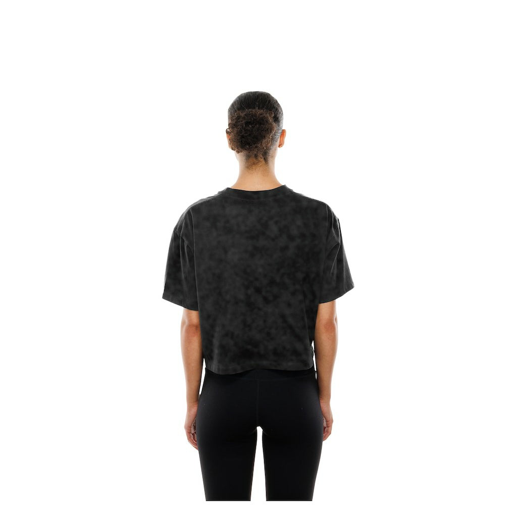 Dallas Cowboys New Era Women's Boxy Cropped Sport Night Mineral Wash T-Shirt - Black T-shirts