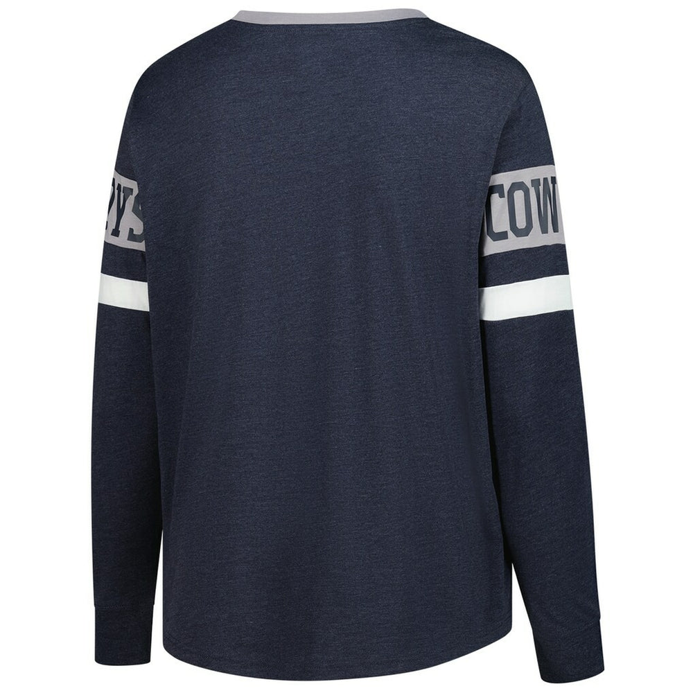 Dallas Cowboys New Era Women's Plus Size Throwback Lace-Up Long Sleeve T-Shirt - Navy T-shirts