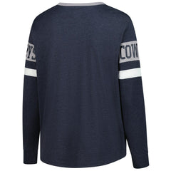 Dallas Cowboys New Era Women's Plus Size Throwback Lace-Up Long Sleeve T-Shirt - Navy T-shirts