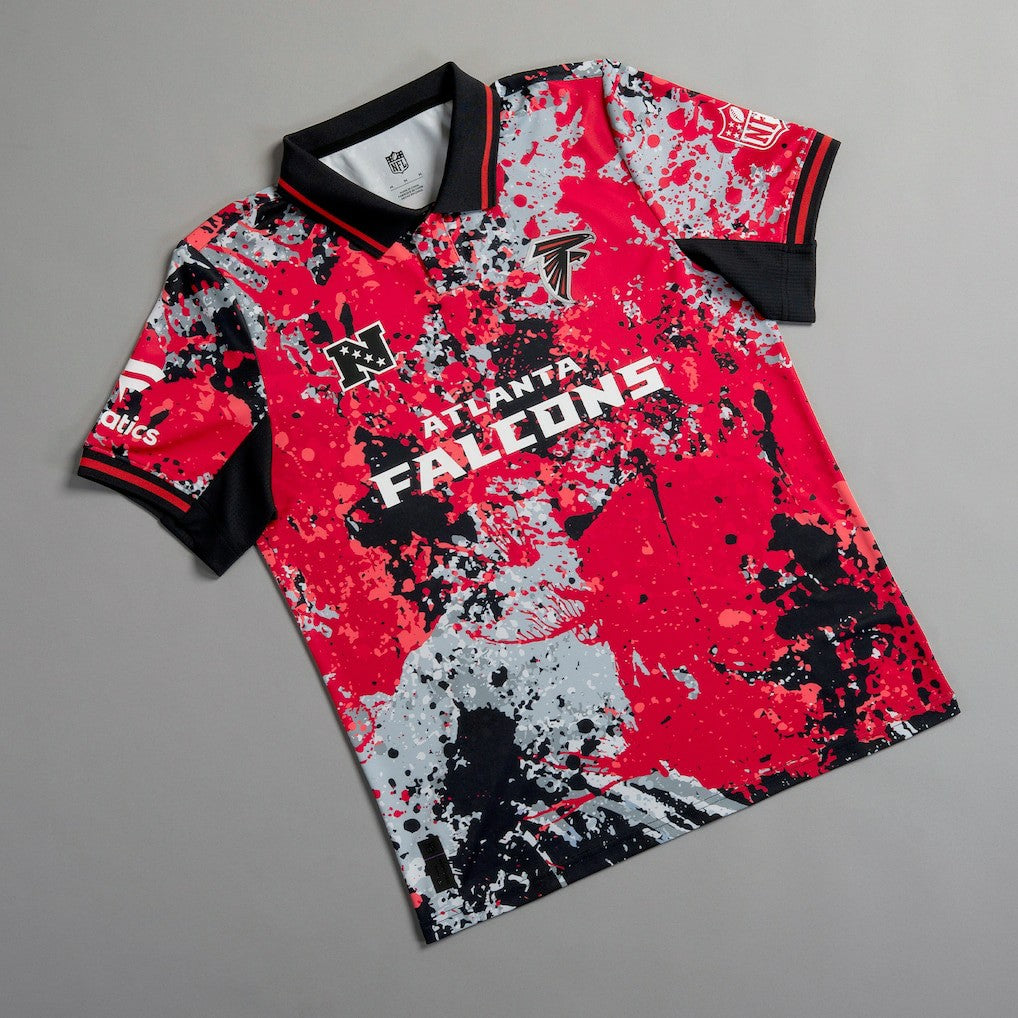 Atlanta Falcons NFL Football x Football Collared Fan Top - Black Tops