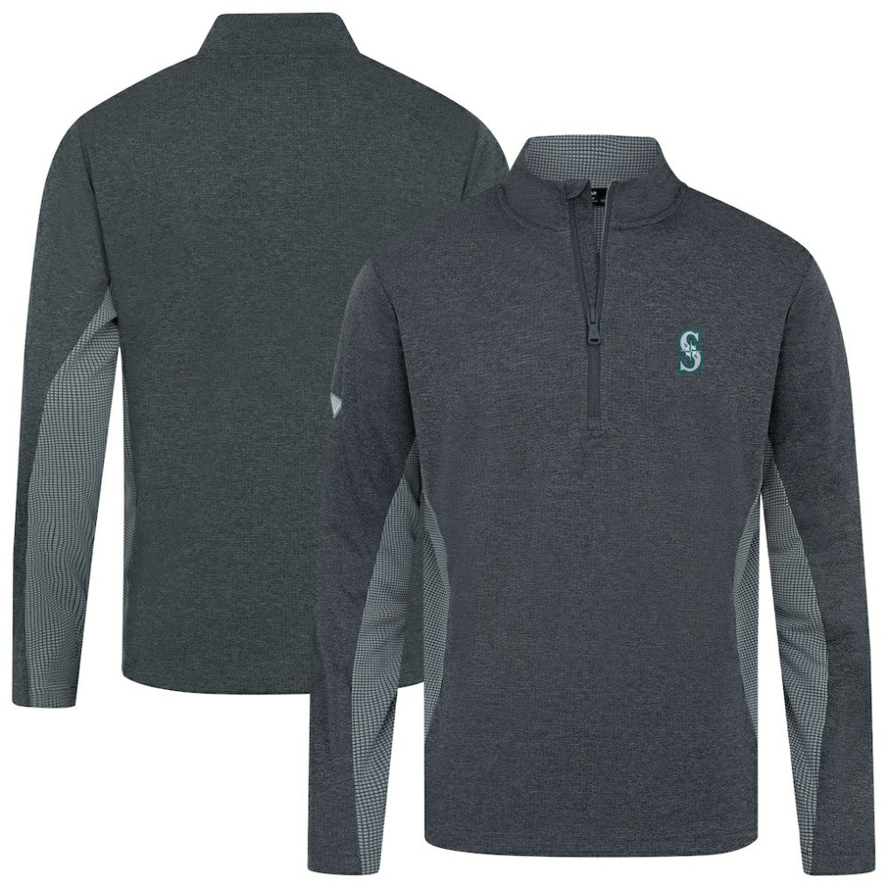 Seattle Mariners Levelwear Waffle Insignia 2.0 Quarter-Zip Pullover - Heather Black Pullover