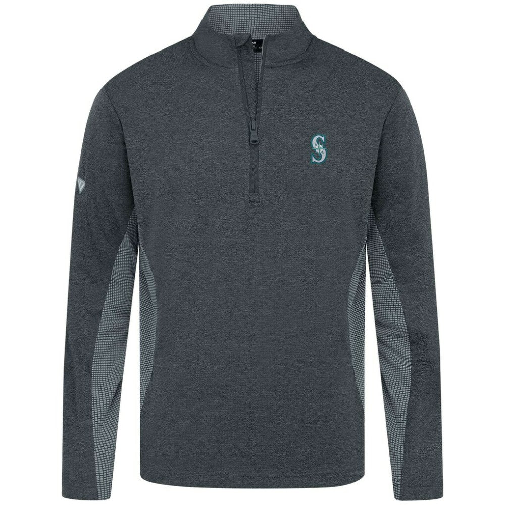 Seattle Mariners Levelwear Waffle Insignia 2.0 Quarter-Zip Pullover - Heather Black Pullover