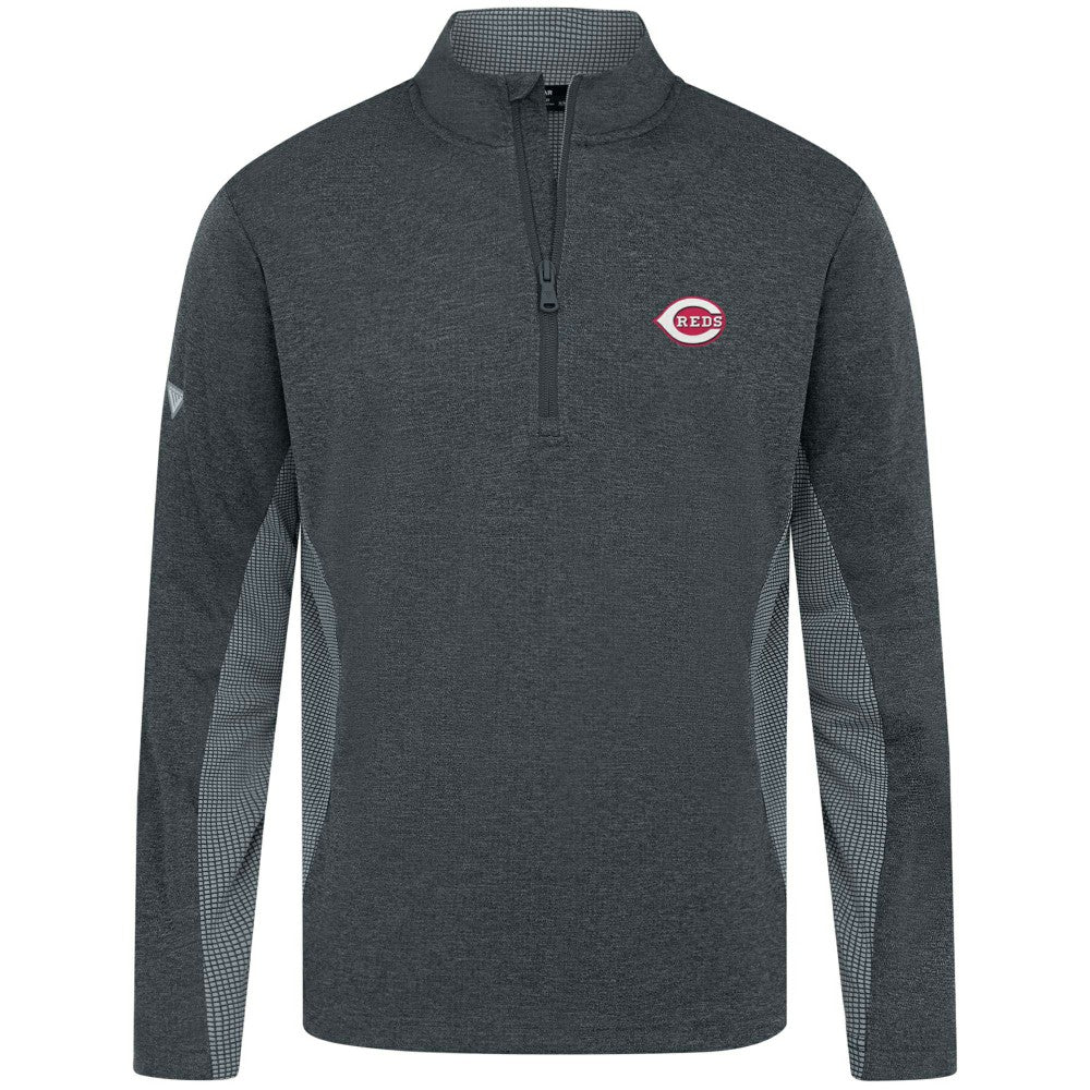 Cincinnati Reds Levelwear Waffle Insignia 2.0 Quarter-Zip Pullover - Heather Black Pullover