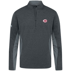 Cincinnati Reds Levelwear Waffle Insignia 2.0 Quarter-Zip Pullover - Heather Black Pullover