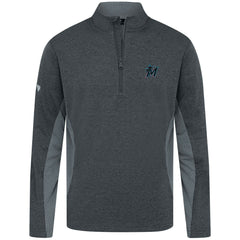 Miami Marlins Levelwear Waffle Insignia 2.0 Quarter-Zip Pullover - Heather Black Pullover