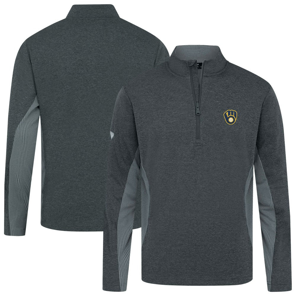 Milwaukee Brewers Levelwear Waffle Insignia 2.0 Quarter-Zip Pullover - Heather Black Pullover