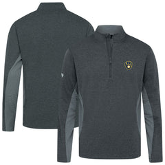 Milwaukee Brewers Levelwear Waffle Insignia 2.0 Quarter-Zip Pullover - Heather Black Pullover
