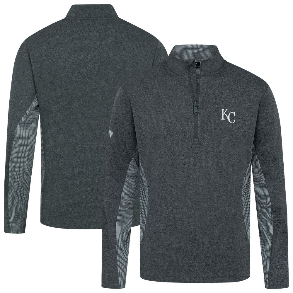 Kansas City Royals Levelwear Waffle Insignia 2.0 Quarter-Zip Pullover - Heather Black Pullover