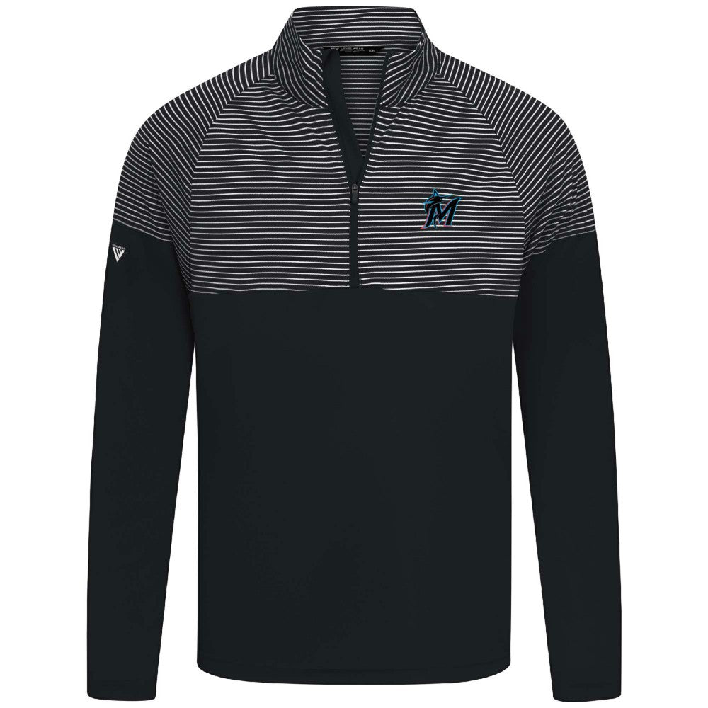 Miami Marlins Levelwear Classic Stripes Insignia 2.0 Pullover - Black Pullover