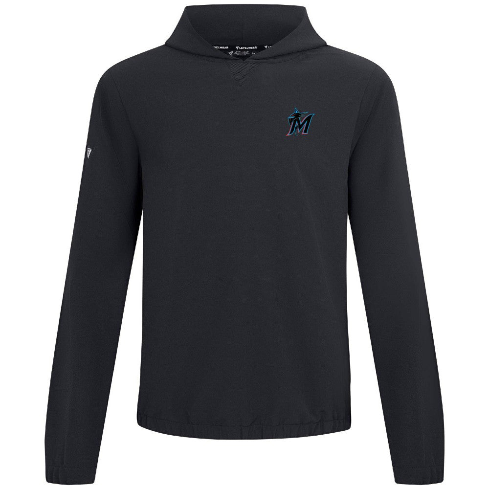Miami Marlins Levelwear Action Insignia 2.0 Pullover Hoodie - Black Hoodies