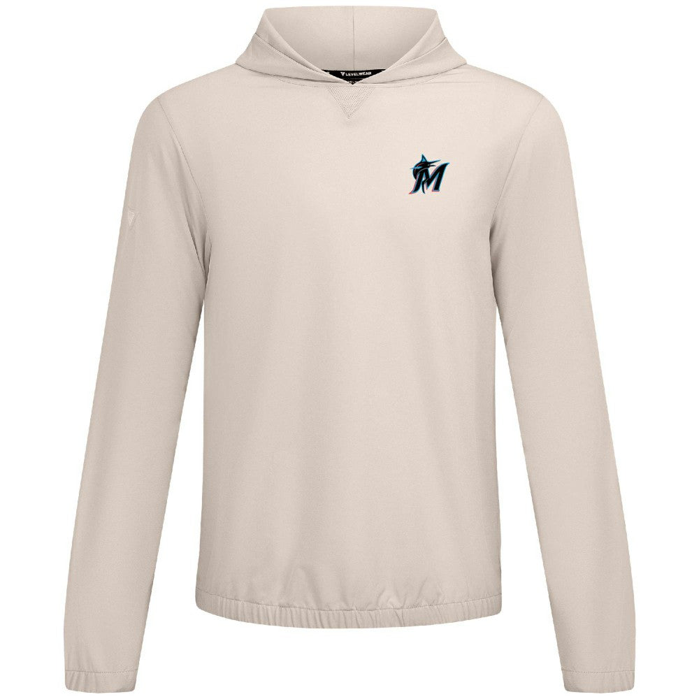 Miami Marlins Levelwear Action Insignia 2.0 Pullover Hoodie - Khaki Hoodies
