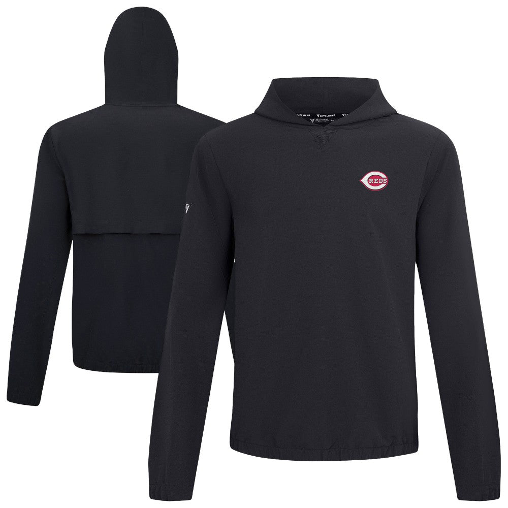 Cincinnati Reds Levelwear Action Insignia 2.0 Pullover Hoodie - Black Hoodies