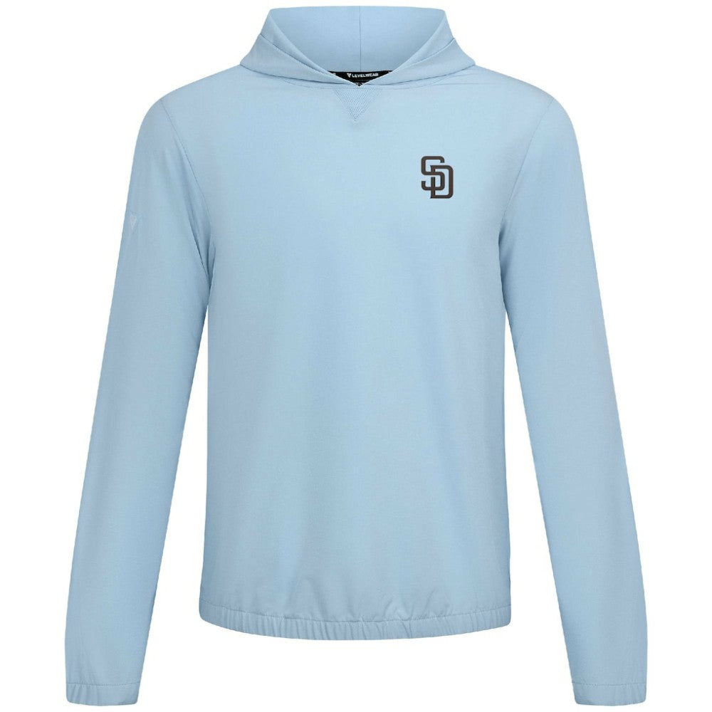 San Diego Padres Levelwear Action Insignia 2.0 Pullover Hoodie - Light Blue Hoodies