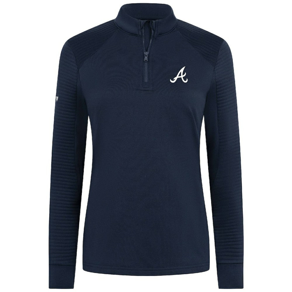 Atlanta Braves Levelwear Women's Power Insignia 2.0 Quarter-Zip Pullover Top - Navy Pullover