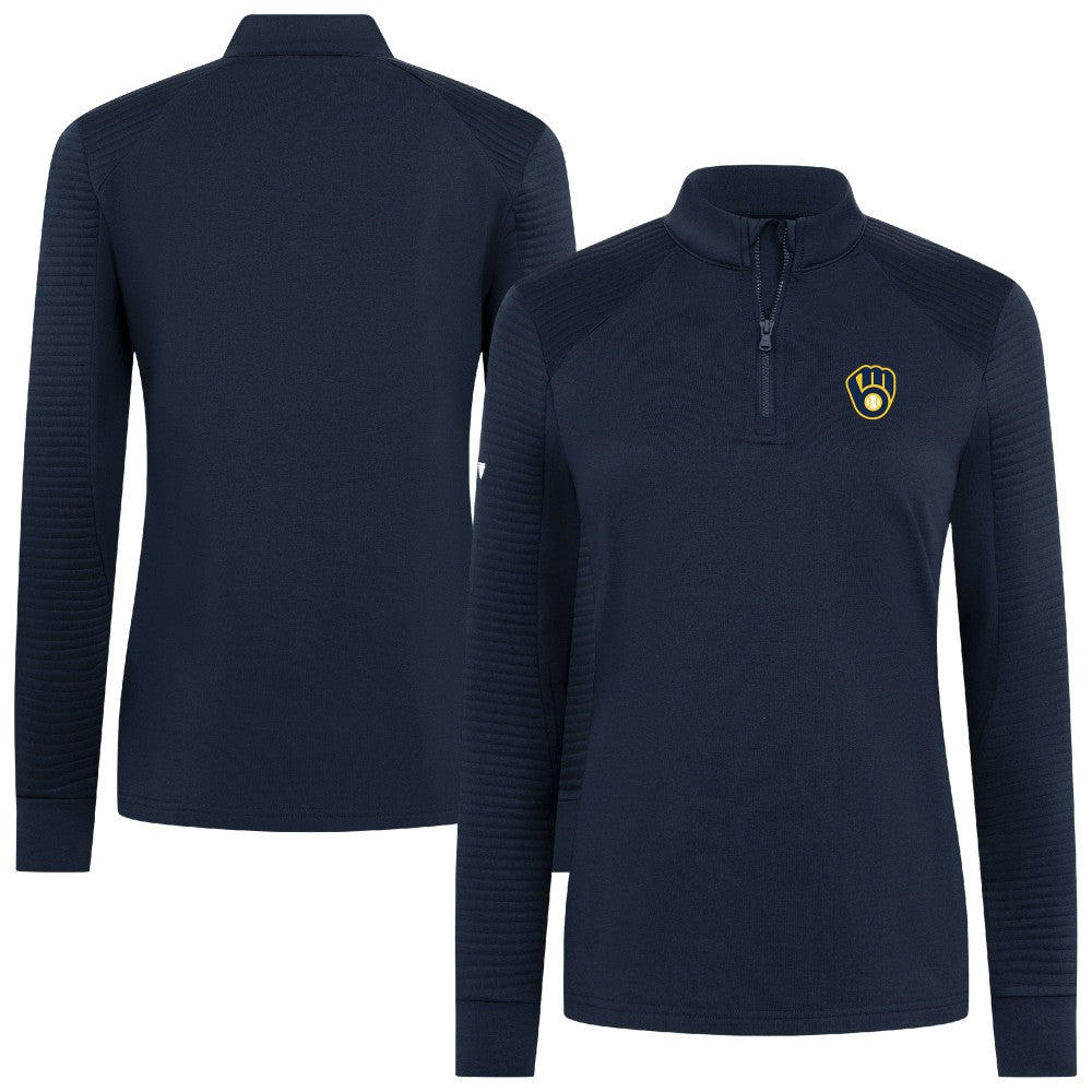 Milwaukee Brewers Levelwear Women's Power Insignia 2.0 Quarter-Zip Pullover Top - Navy Pullover