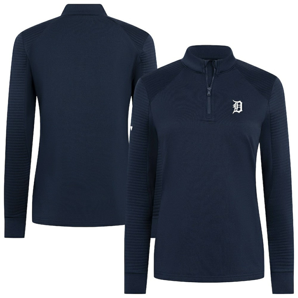 Detroit Tigers Levelwear Women's Power Insignia 2.0 Quarter-Zip Pullover Top - Navy Pullover