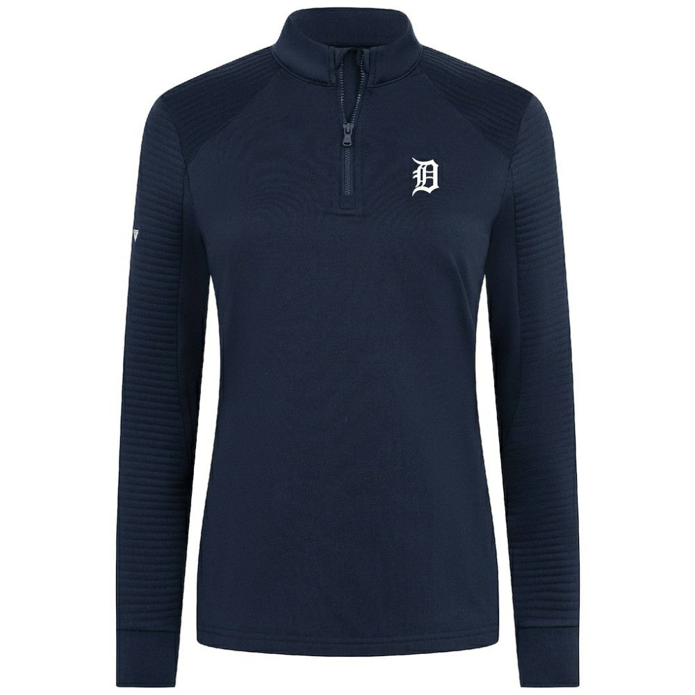 Detroit Tigers Levelwear Women's Power Insignia 2.0 Quarter-Zip Pullover Top - Navy Pullover