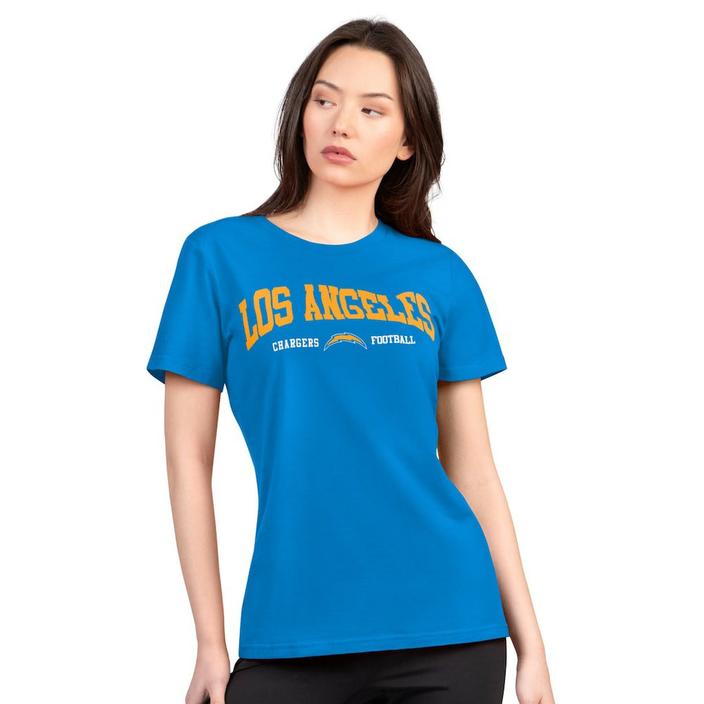 Los Angeles Chargers G-III 4Her by Carl Banks Women's Super-Slim Lightweight Winning Crew T-Shirt - Powder Blue T-shirts