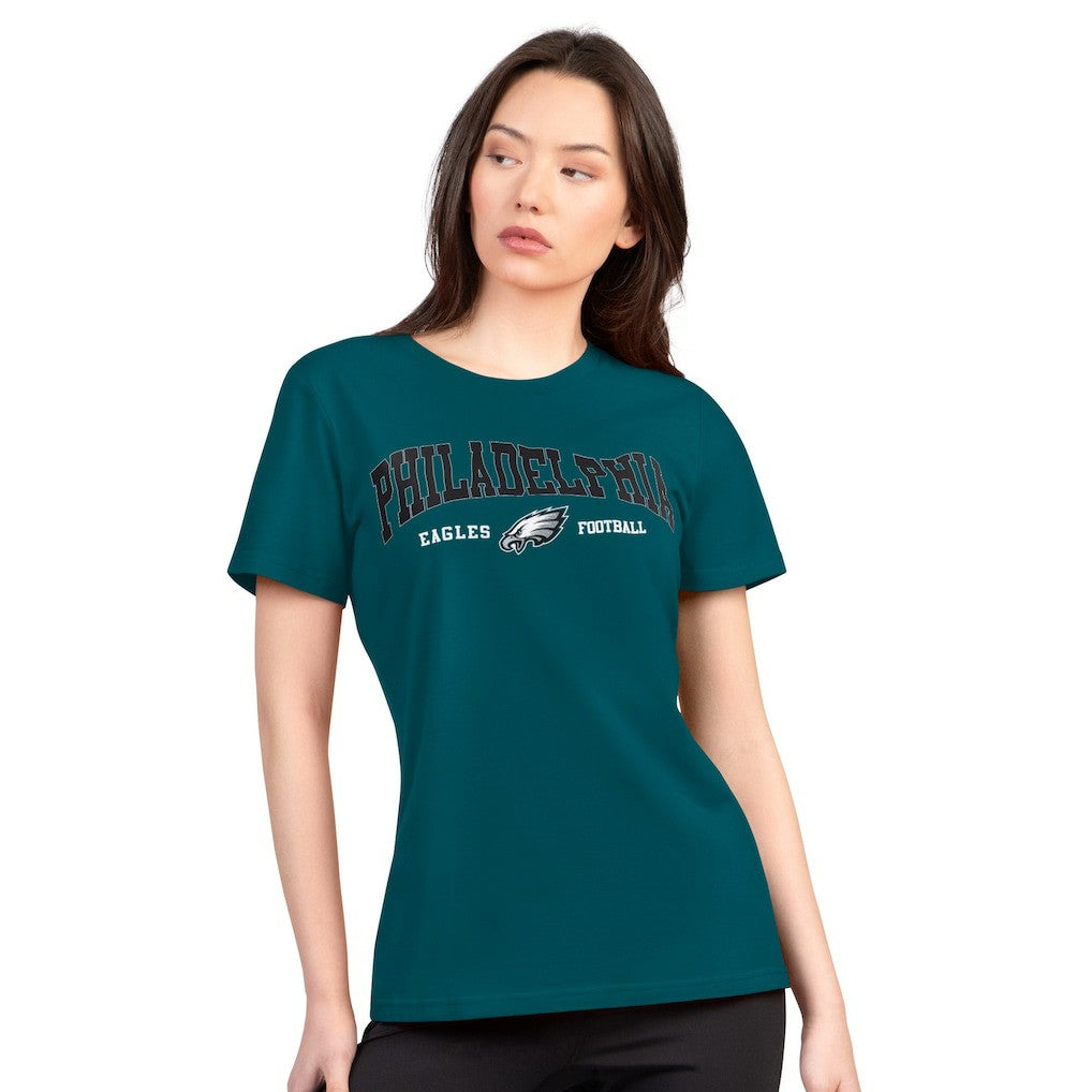Philadelphia Eagles G-III 4Her by Carl Banks Women's Super-Slim Lightweight Winning Crew T-Shirt - Green T-shirts