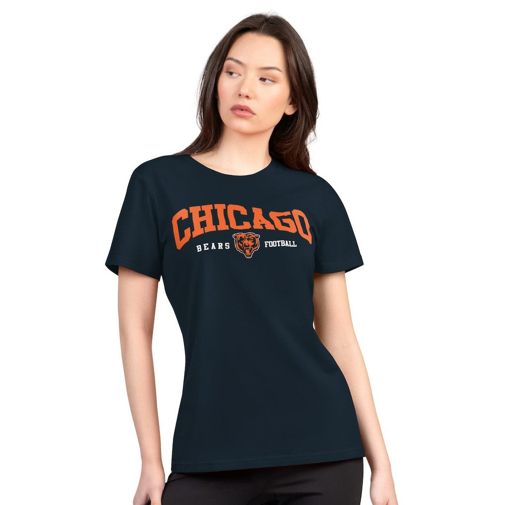 Chicago Bears G-III 4Her by Carl Banks Women's Super-Slim Lightweight Winning Crew T-Shirt - Navy T-shirts