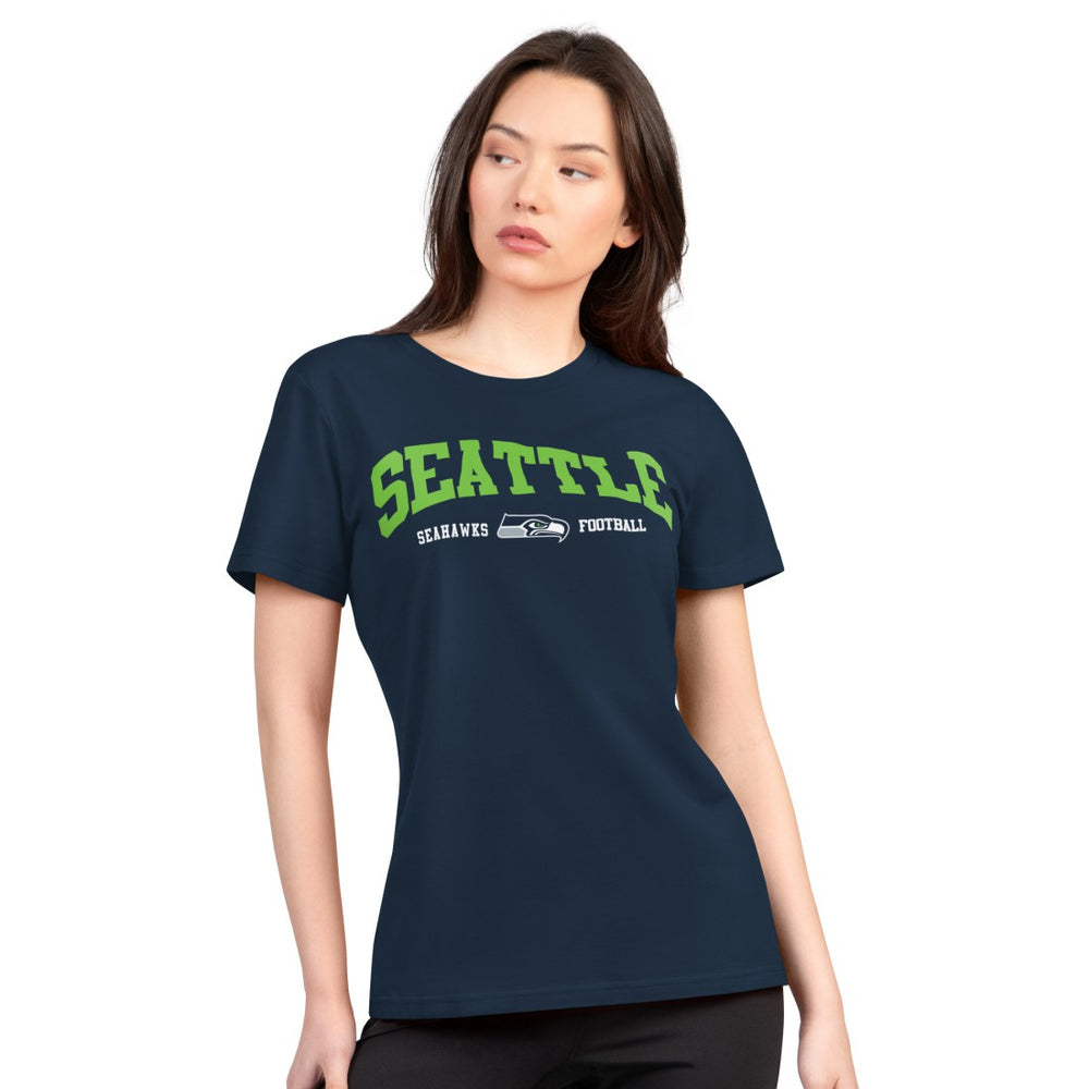 Seattle Seahawks G-III 4Her by Carl Banks Women's Super-Slim Lightweight Winning Crew T-Shirt - Navy T-shirts